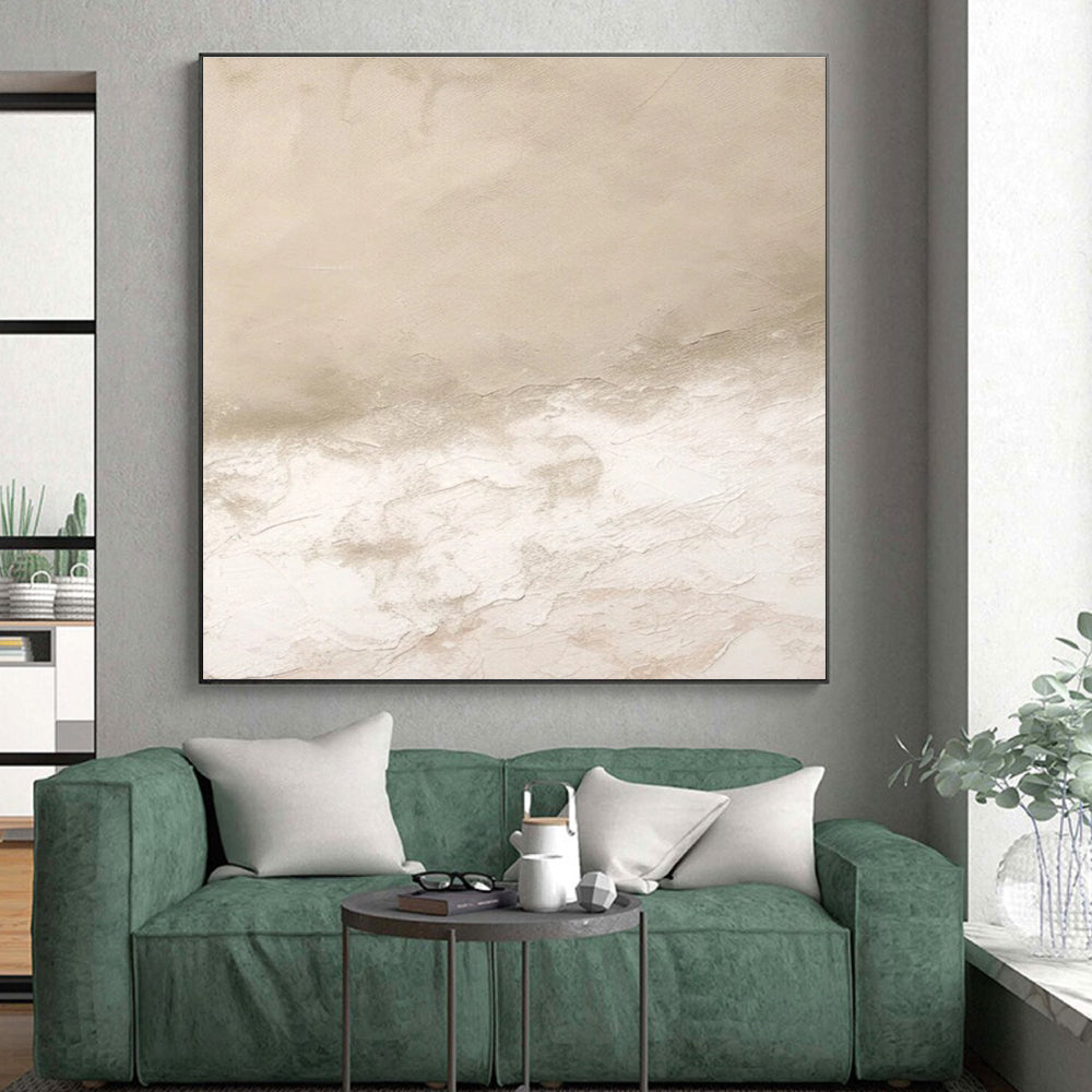 Handmade Art in Beige and White Textural Gradients PT229