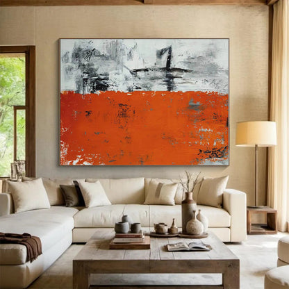 Acrylic Modern Art Paintings Orange Gray Black Abstract Art PT402