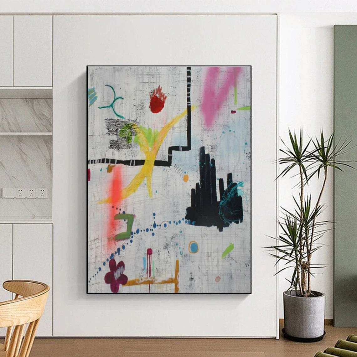 Hand-Painted Multicolor Textured Abstract Art PT776
