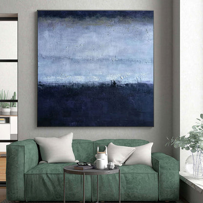 Minimalist Canvas Art Monochromatic Blue Gradient Abstract Painting PT612