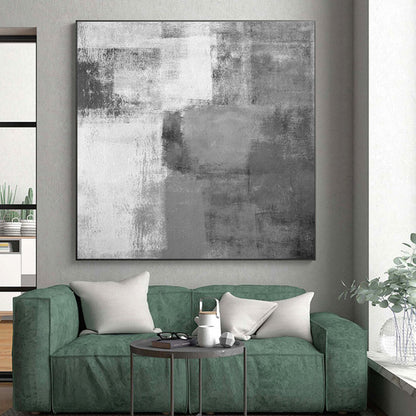 Minimalist Canvas Art Gray White Textured Abstract Art PT429