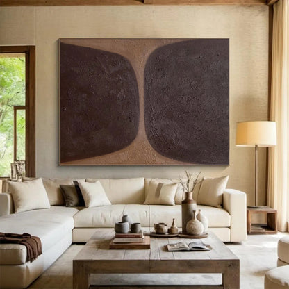 Hand Painting Brown & Beige Geometric Abstract Painting On Canvas PT032