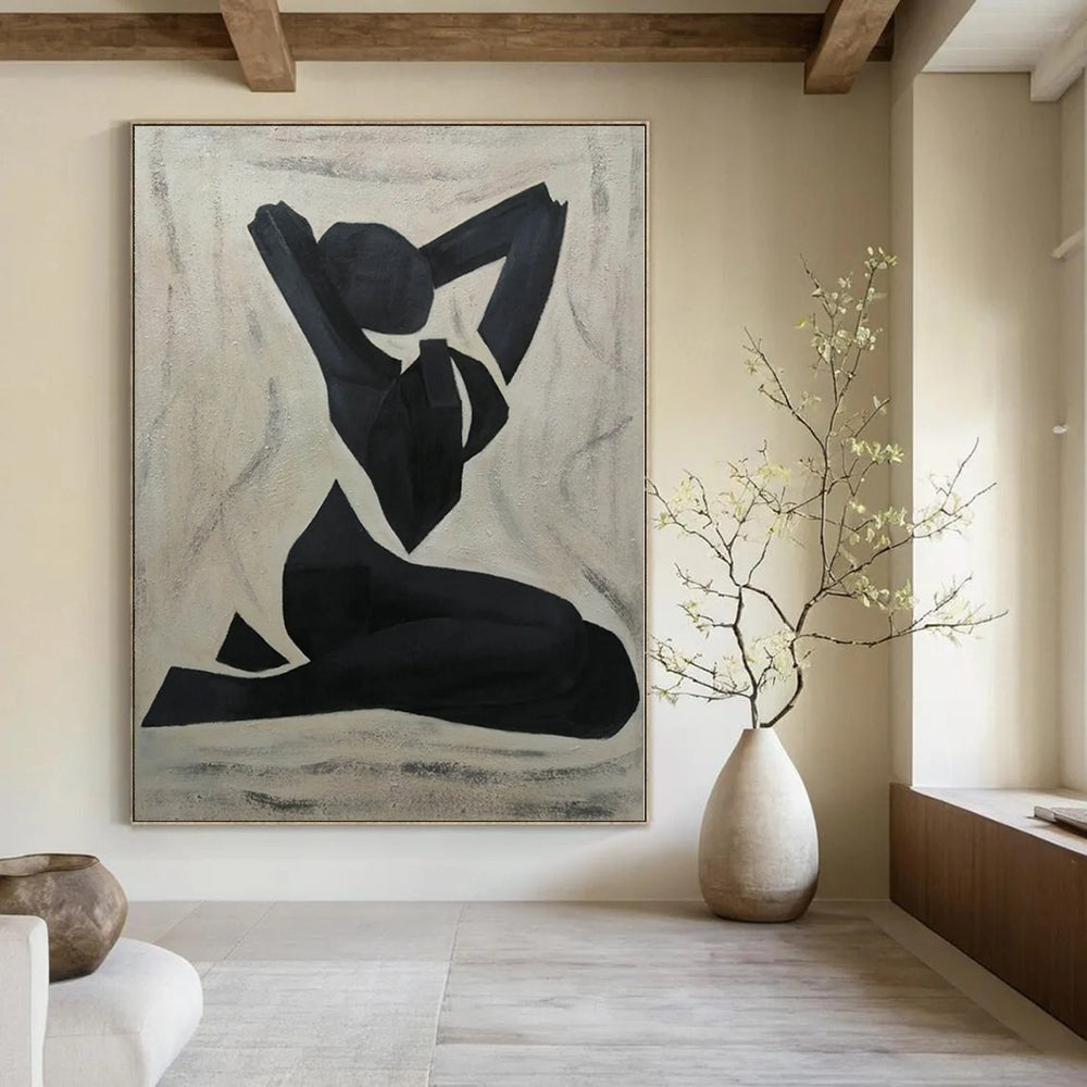 Modern Art Acrylic Black and White Geometric Figure Abstract Body Painting DPS425