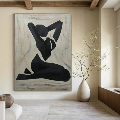 Modern Art Acrylic Black and White Geometric Figure Abstract Body Painting DPS425