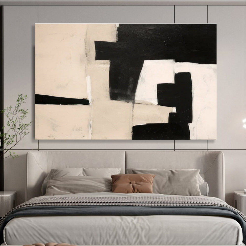 Minimalist Canvas Art Black & White Abstract Geometric Art HPS202