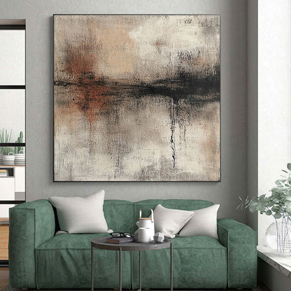 Large Abstract Painting For Living Room, Beige Gray Black Abstract Textured Art PT131