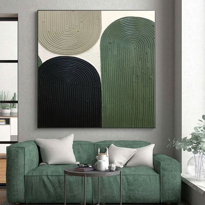 Oversized Abstract Wall Art Green & Beige Textured Abstract Painting On Canvas PT030