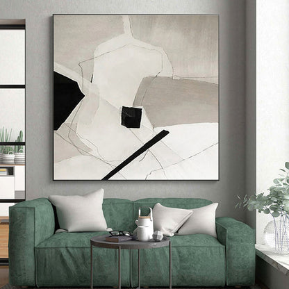 Unique Abstract Art Black White Gray Geometric Line Abstract Art PT494