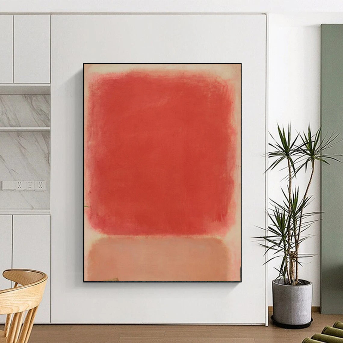 Minimalist Canvas Art - Red & Pink Monochrome Abstract Art with Soft Gradients PT610