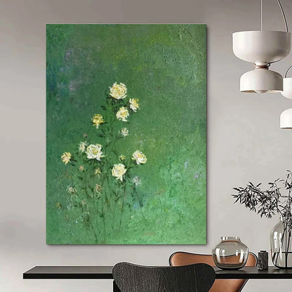 Hand-Painted Green & Yellow Floral Abstract, Paintings For House DPS504