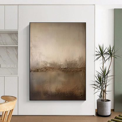 Cool Abstract Paintings Beige, Brown, and Gray Textured Abstract Landscape Art DPS473