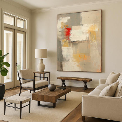 Gray White Red Yellow Abstract Art PT150