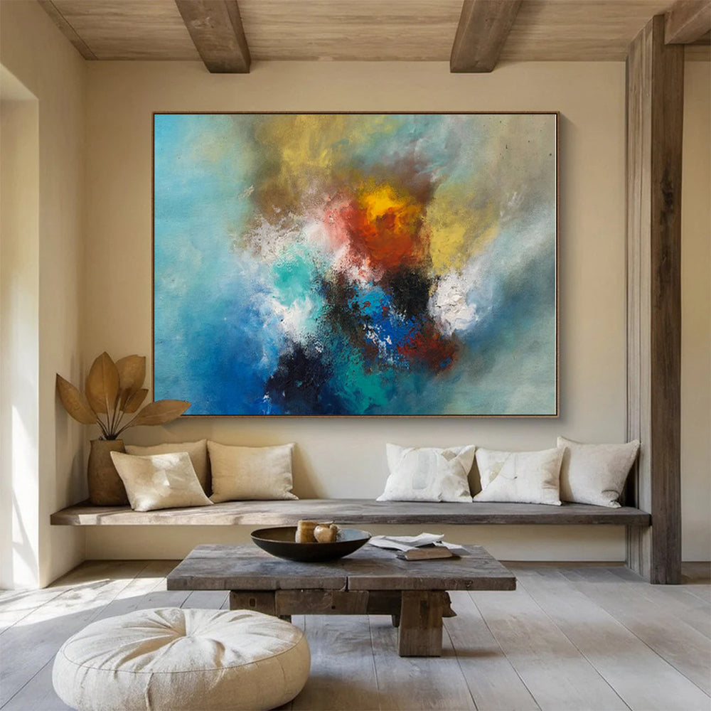 Acrylic Modern Art Paintings Vibrant Color Fusion Abstract On Canvas HPS002