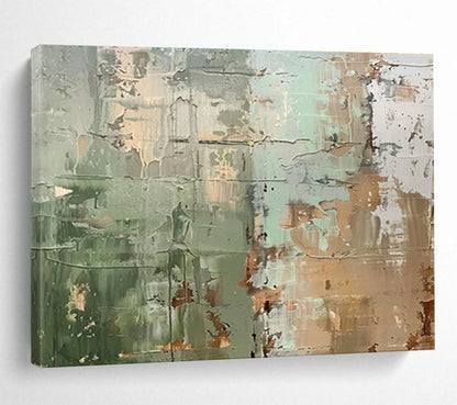 Modern Art Acrylic Green & Beige Abstract Textured Art HPS214