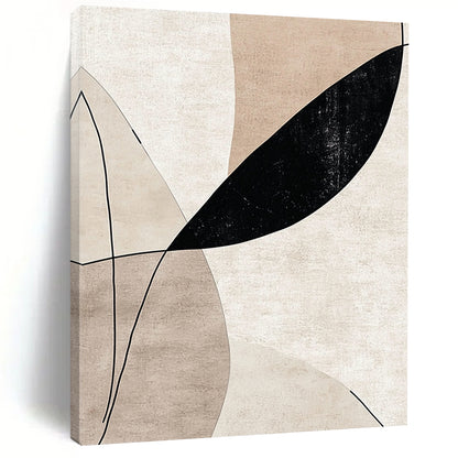 Modern Large Abstract Canvas Painting, Beige Black Gray Minimalist Geometric Abstract Art PT137