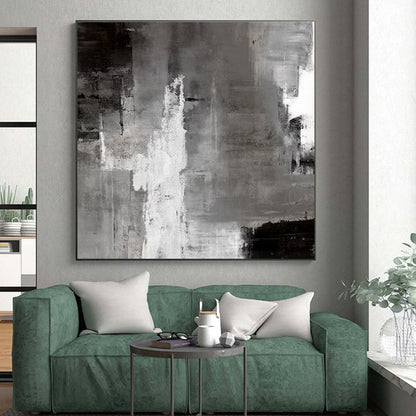 Acrylic Modern Art Paintings Gray, Black, and White Textured Abstract Art PT693