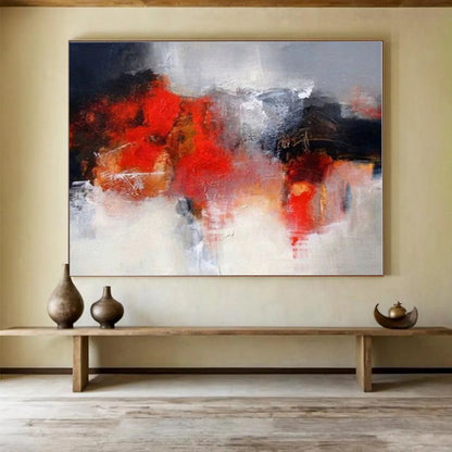 Acrylic Modern Art Paintings Red, Gray & White Textured Abstract Painting On Canvas HPS102