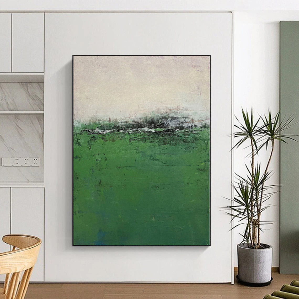 Acrylic Modern Art Paintings Green Textured Landscape Abstract Painting On Canvas PT046
