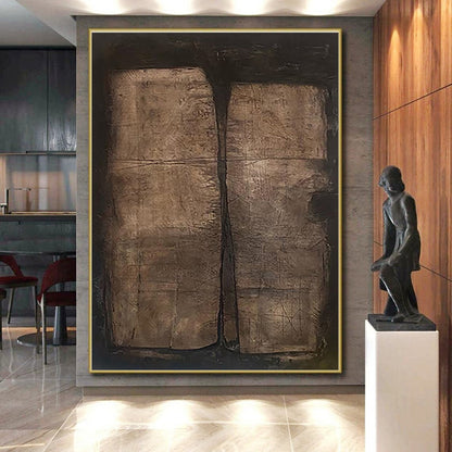 Large Size Brown Black Textured Abstract Art PT486