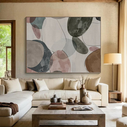 Acrylic Modern Art Paintings Multicolor Pebble Abstract Painting On Canvas PT026