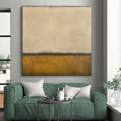 Hand Painted Art Beige & Gold Minimalist Abstract Painting On Canvas PT053