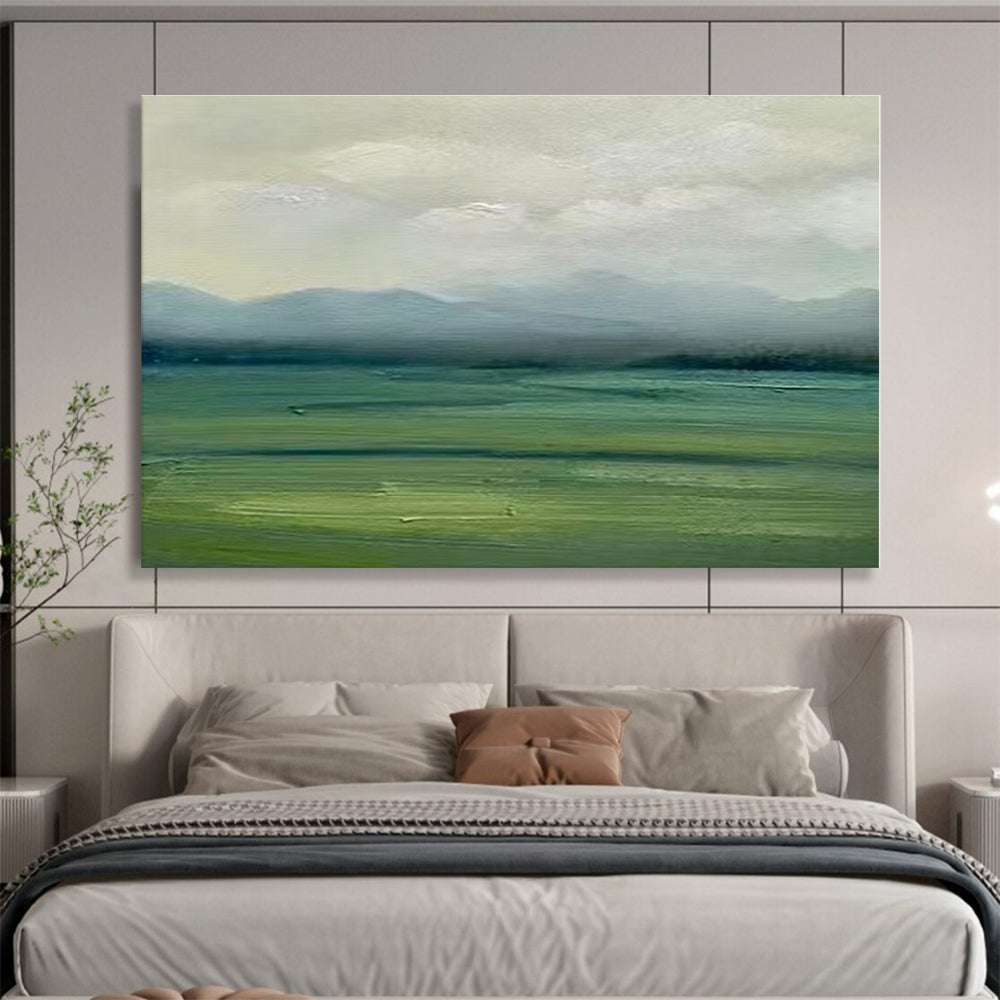 Minimalist Canvas Art Soft Green & Gray Landscape Abstract On Canvas HPS033