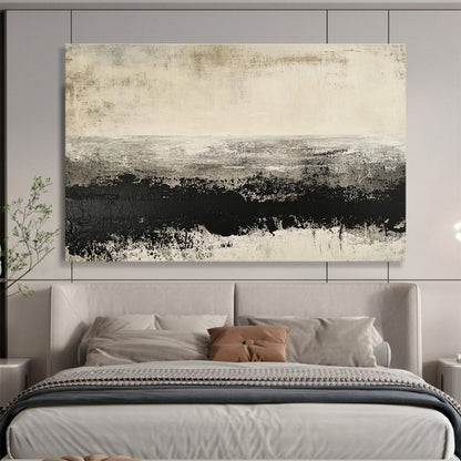 Modern Art Acrylic Gray & Black Textured Landscape Abstract Painting HPS259