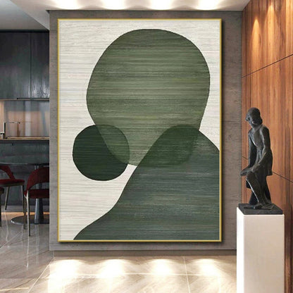 48x60 Green Minimalist Geometric Abstract Canvas Art PT334