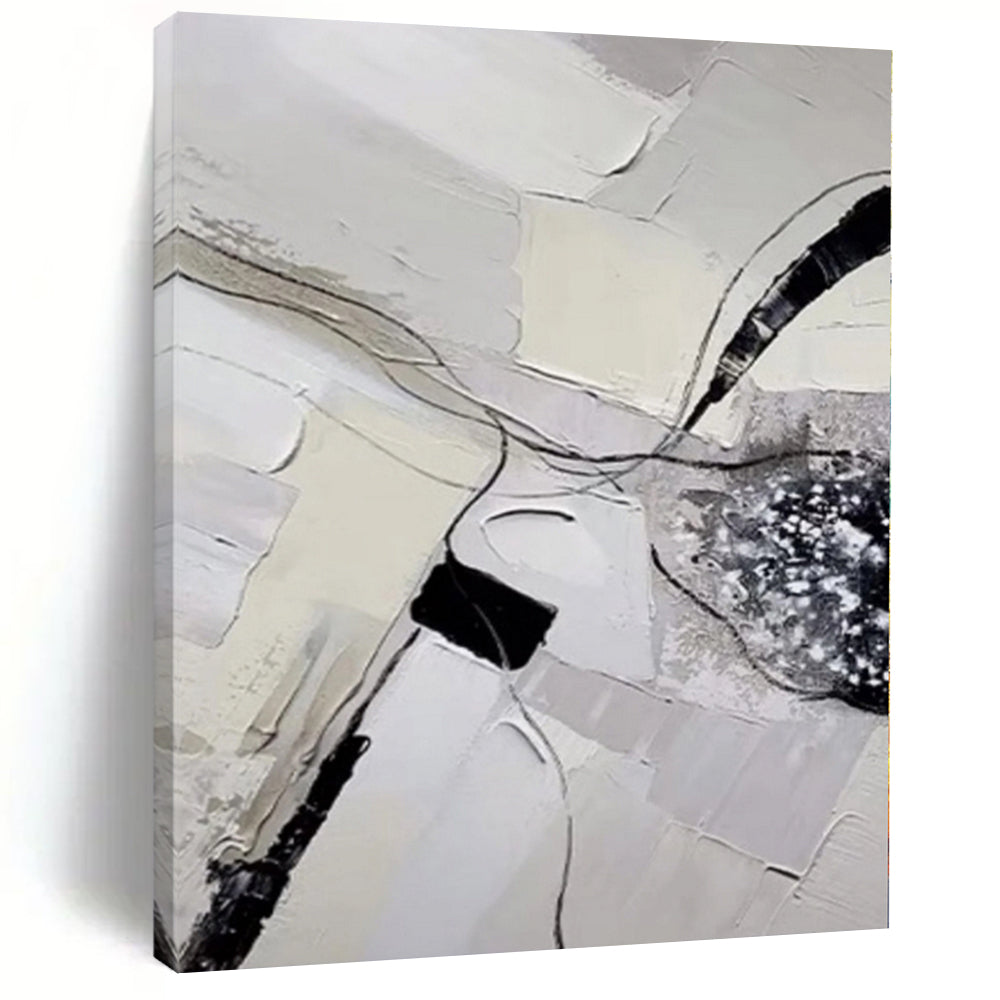 Handmade Art Gray & Black Textured Abstract Painting On Canvas PT034