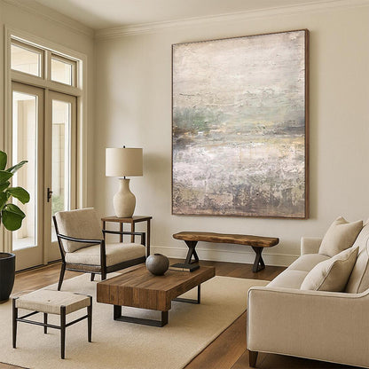 Hand Painting Beige and Gray Textured Abstract Acrylic Art PT631