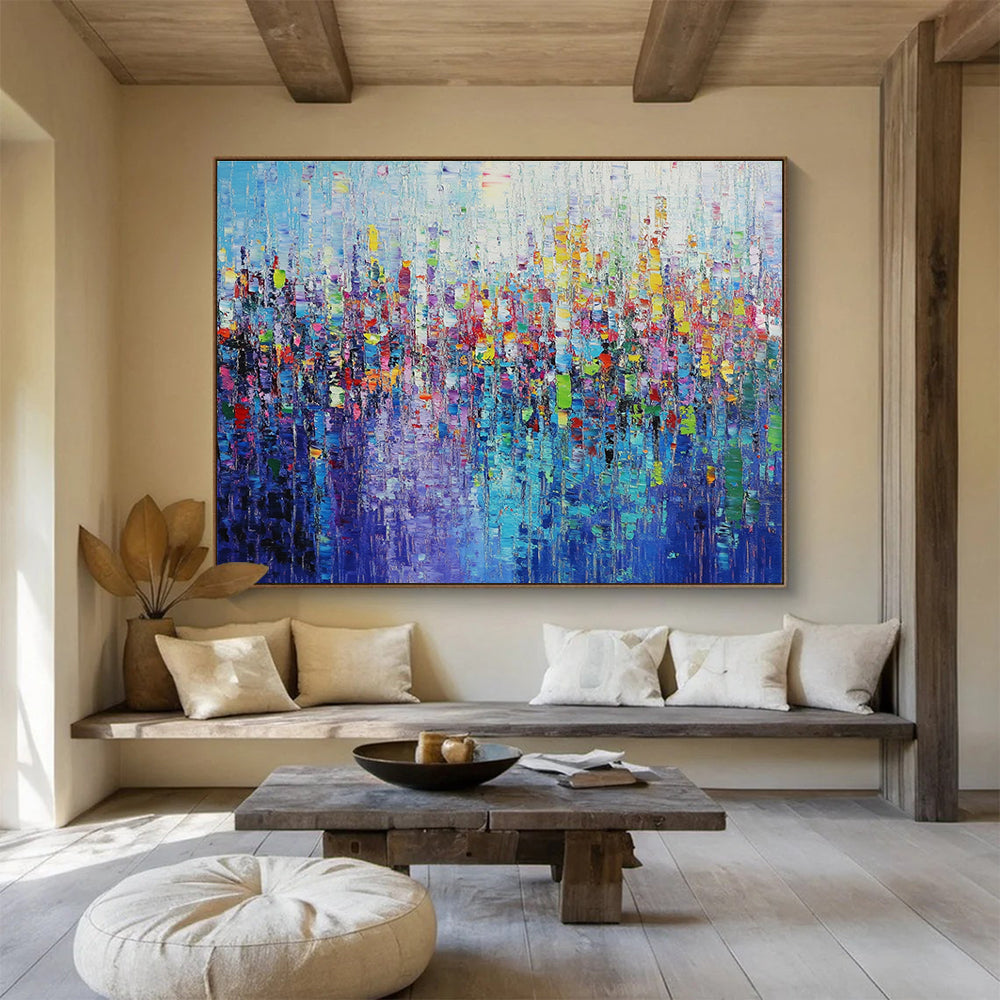 Large Painting In Living Room Multicolor (Blue, Purple, Red, Green) Textured Abstract Painting HPS248