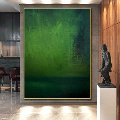 Hand Painting Green Textured Abstract Painting On Canvas PT042