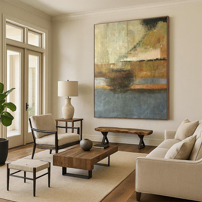 Unique Abstract Art Beige Brown Gray Textured Abstract Art PT384