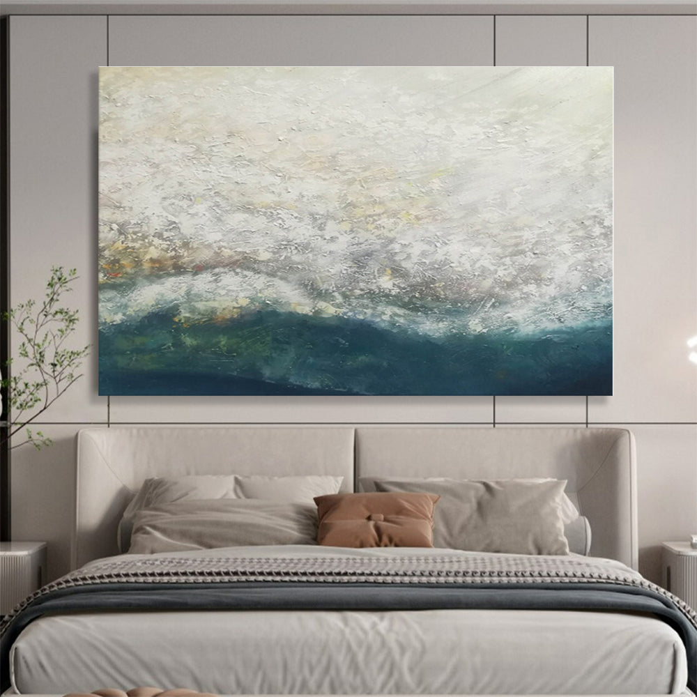 Hand-Painted Neutral Tones Textured Sea Abstract Painting On Canvas HPS081