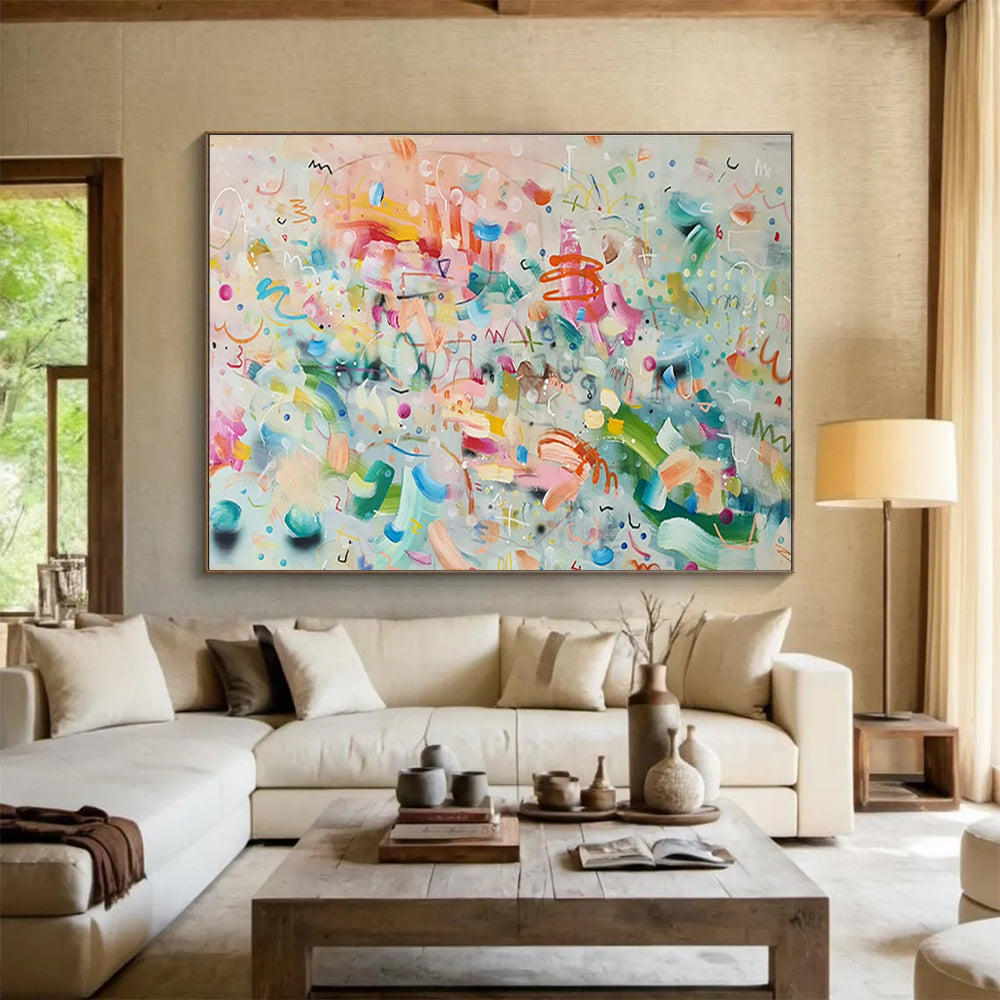 Huge Size Multicolor Playful Abstract Expressionist Art HPS333