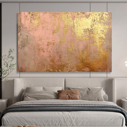 48x60 Pink & Gold Textured Abstract Acrylic Painting HPS245