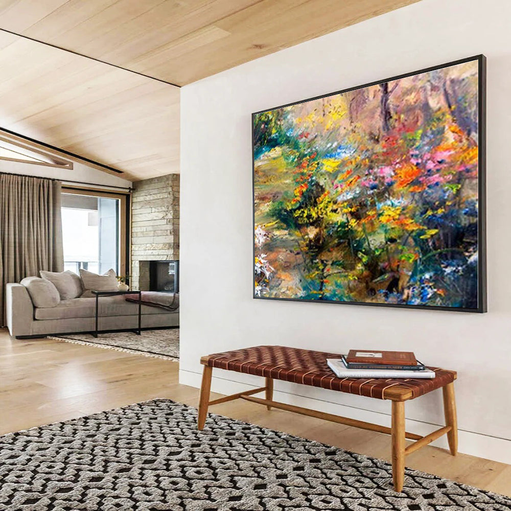 Acrylic Modern Art Paintings Vibrant Multicolor Floral Abstract Painting On Canvas HPS093