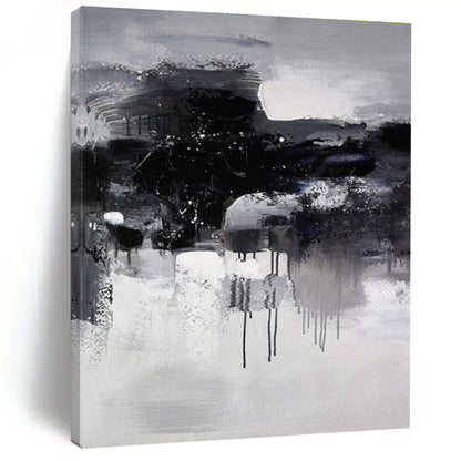 Cool Abstract Paintings Black White Gray Textured Abstract Art PT428