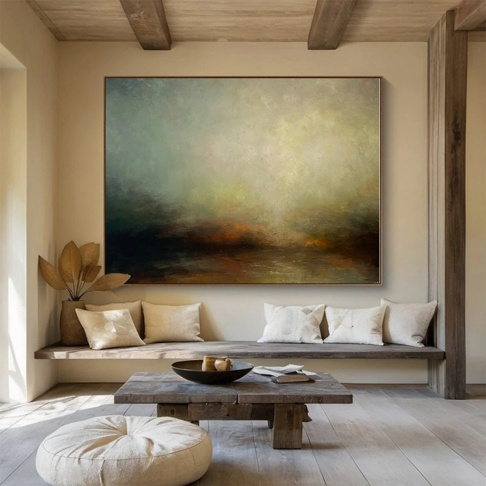 Minimalist Canvas Art Earthy Tones Misty Landscape Abstract Painting On Canvas HPS135