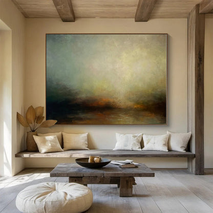 Minimalist Canvas Art Earthy Tones Misty Landscape Abstract Painting On Canvas HPS135