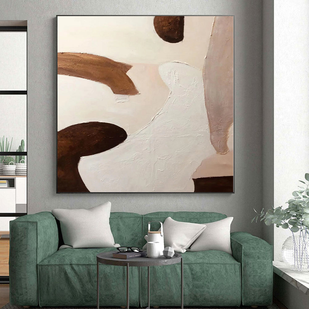 Oversized Abstract Wall Art Beige, Brown & Gold Textured Abstract Painting On Canvas PT040