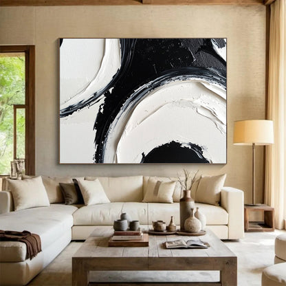 Acrylic Modern Art Paintings Black & White Textured Abstract Painting On Canvas PT127