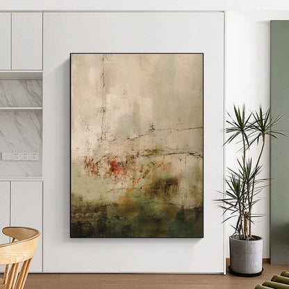 Buy Abstract Art Online Gray, Green, and Red Textured Abstract Landscape Art DPS474