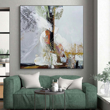 Huge Size Multicolor Abstract Painting with Dotted and Textured Layers, Oversized Abstract Wall Art PT217