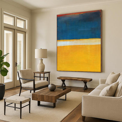 Large Size Blue, Yellow, White & Red Abstract Color Block, Large Contemporary Wall Art DPS497