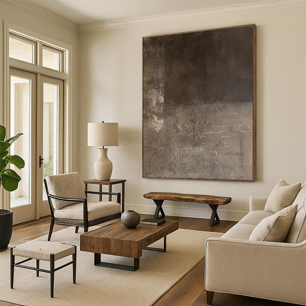 Paintings For House Brown Textured Abstract Landscape Art PT487