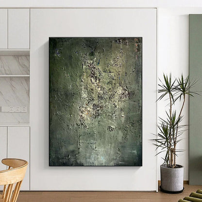 Hand Painting Green Textured Abstract Landscape, Paintings For House PT534