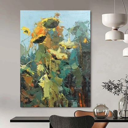 Buy Abstract Art Online Yellow, Green, and Orange Textured Abstract Floral Art DPS484