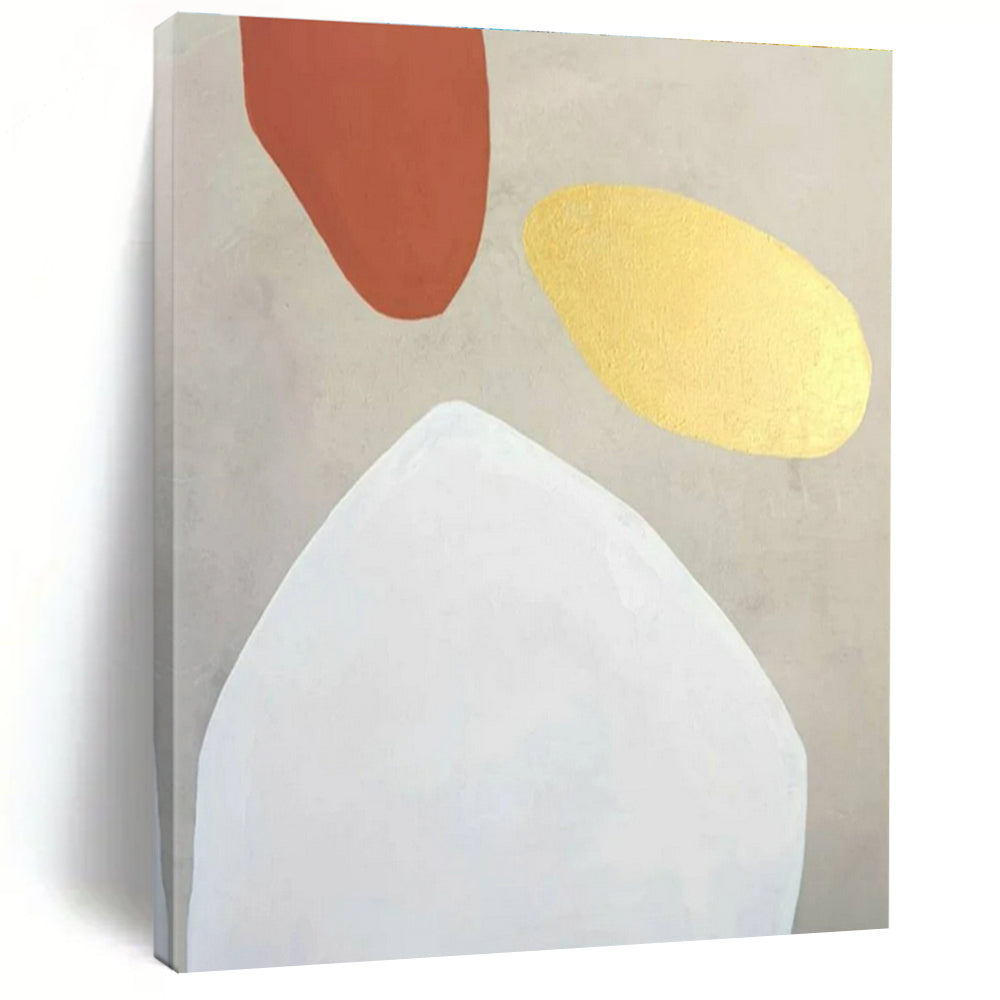 Hand-Painted Terracotta, Gold, and White Abstract Art PT643