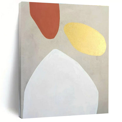 Hand-Painted Terracotta, Gold, and White Abstract Art PT643